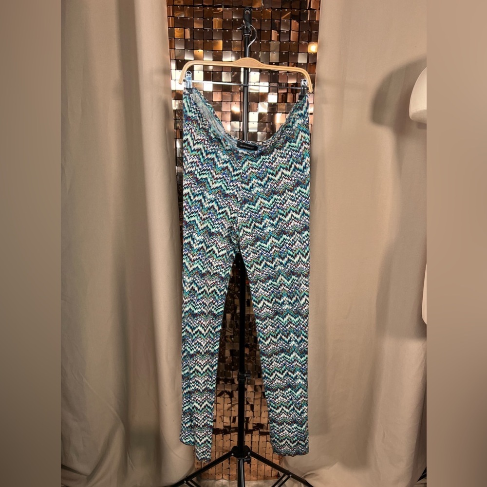 Hour Glass Lilly Multicoloured Geometric Print Zig Zag Wide Leg Trouser Waist 21